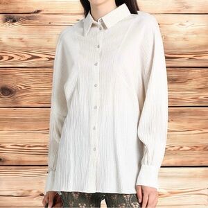 Topshop Curve Plus Button Down Women’s White Oversized Dolman Sleeve Top Sz 18